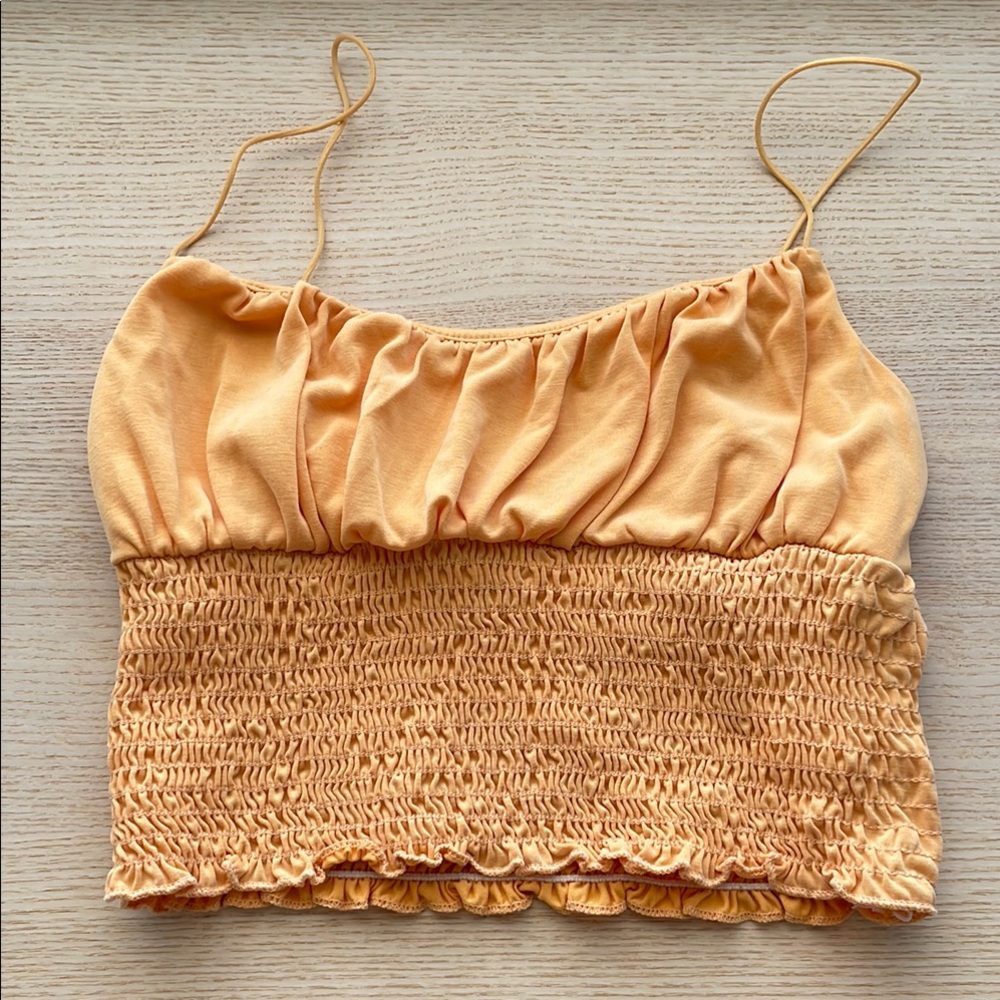 Orange Smocked Crop Top